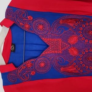 Red & Blue Long Kurta Large/X-Large